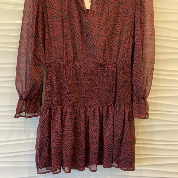 NWT Zara Animal Print Sheer Smocked Dress - Picture 12 of 14
